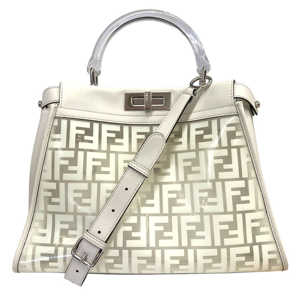 Fendi Peekaboo Limited Edition Clear White Handbag Shoulder Bag Vinyl Leather